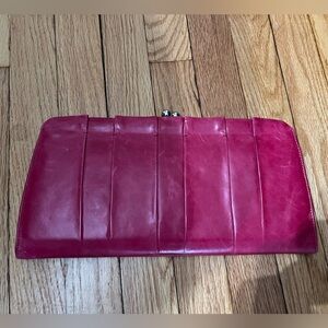 Hobo leather pink fushia large clutch
